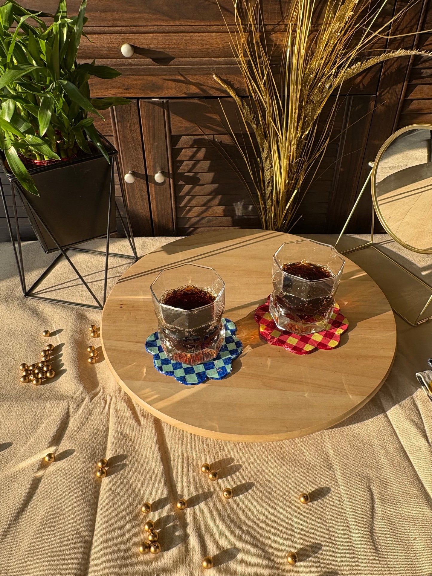 Plaid fad clay coasters set