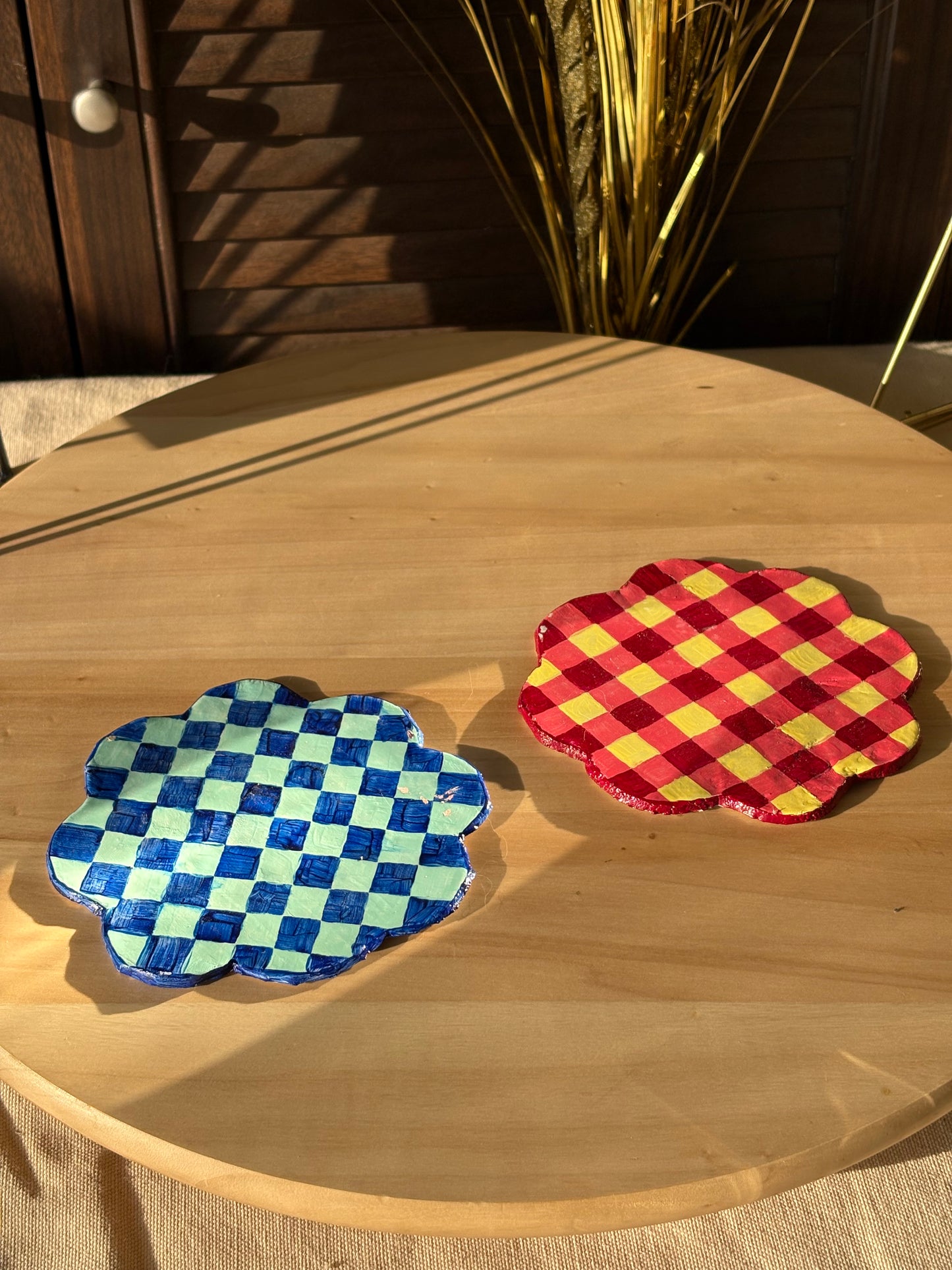 Plaid fad clay coasters set